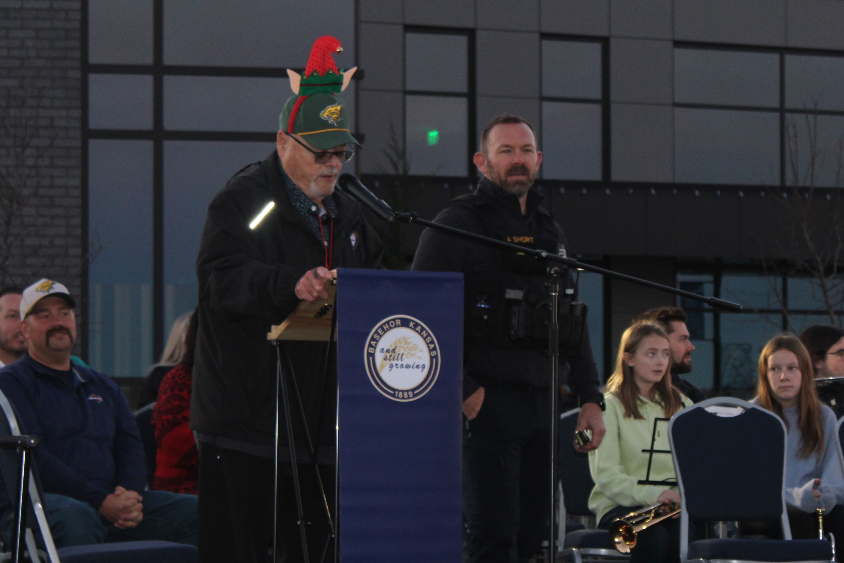Basehor Police Department officers at the tree lighting