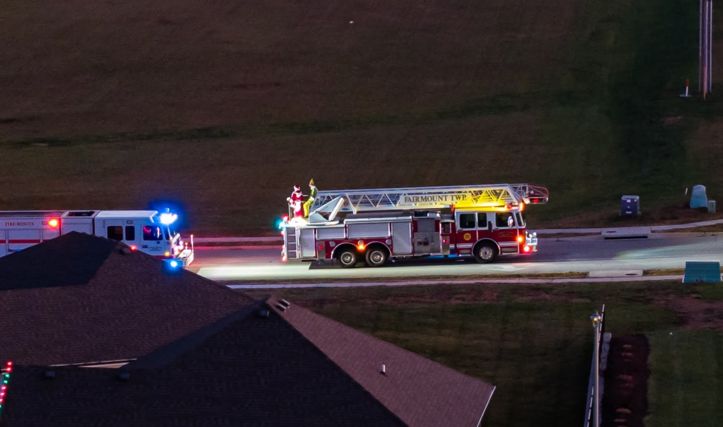 The Fairmount Township Fire Department ladder truck